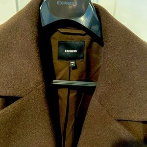 Express long brown pea coat. Extra small.